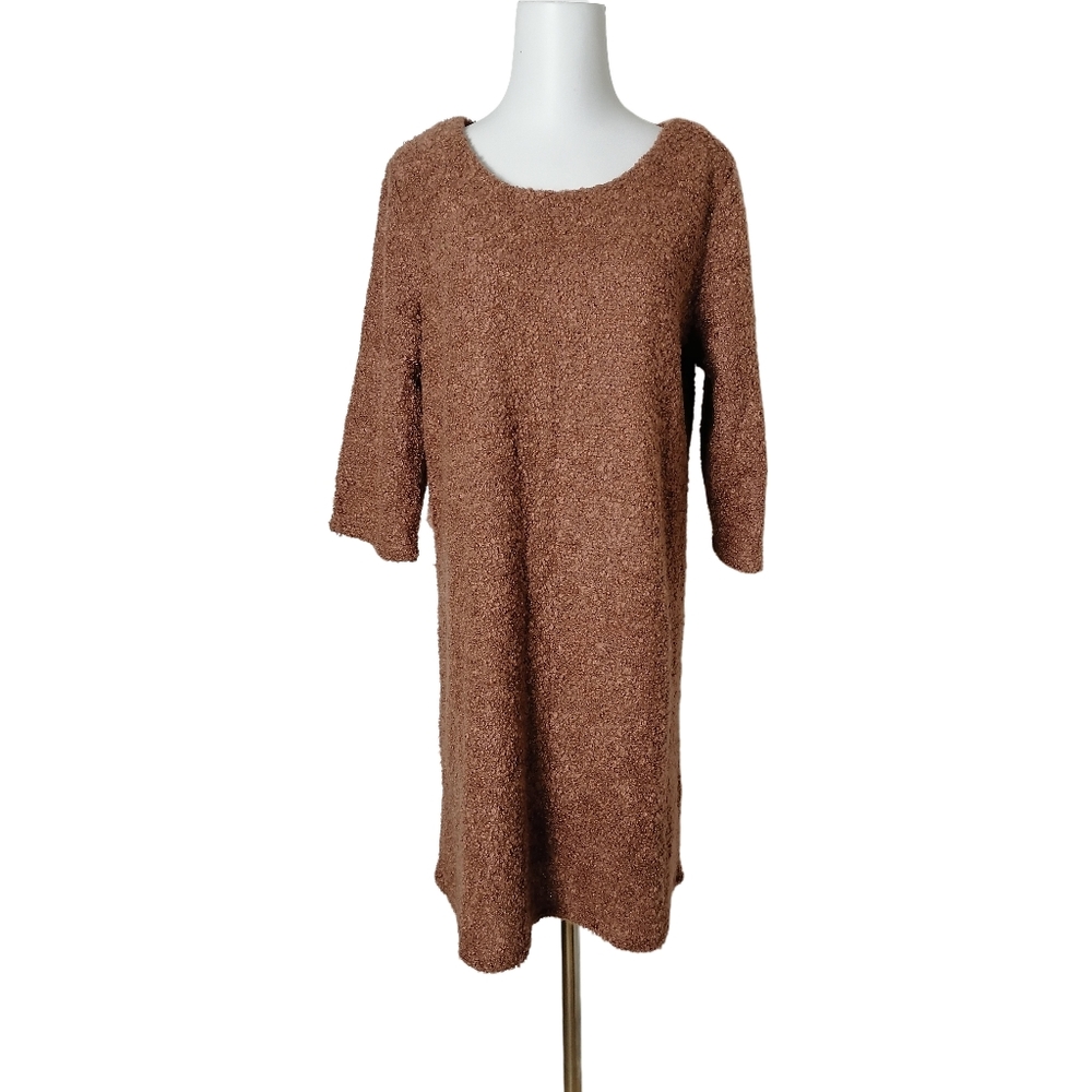 🍂 M, light brown crew neckline 7/10 length sleeves dress